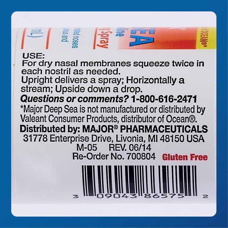 MAJOR Deep Sea Premium Saline - Nasal Moisturizing Spray for