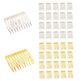 WiDream 42 Pieces Women's Hair Combs, Metal Hair Combs, Gold Veil Hair Combs, Insert Comb for Hair Silver for DIY Hair Accessories for Women Girls