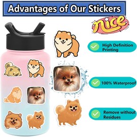 Cute Dog Pomeranian Stickers, 50PCS Kawaii Puppy Vinyl Waterproof Stickers for Water Bottle, Laptop, Phone, Luggage, Love Pomeranian Animal Decals for Teens Adults, Party Supplies (Pomeranian)