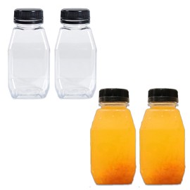 4 Pcs Mini Fridge Bottles, Small Plastic Bottles,Juice Bottles,Small Bottles,Mini Milk Bottles,Portable 250ml Plastic Bottles with Secure Lids, Perfect for Milk, Juice, and Beverages on the Go