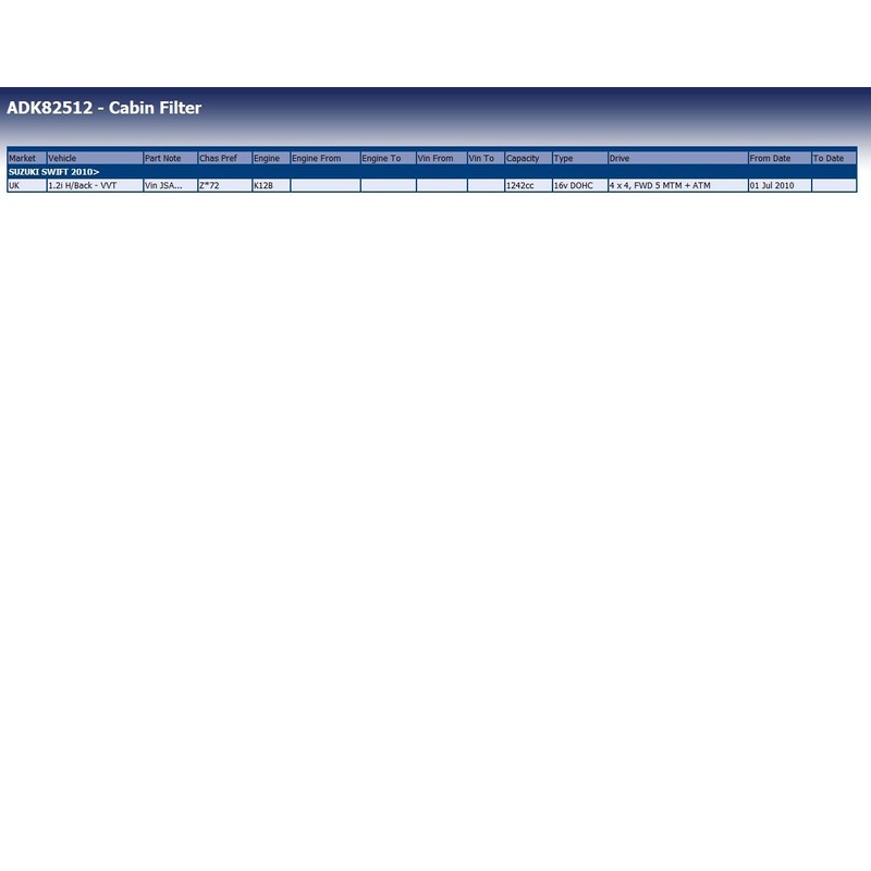 Blue Print ADK82512 Cabin Air Pollen Filter