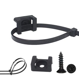 Pro-Grade, Slim, 1x .6 Cable Tie Mounts With Screws 100 Pack. High Strength, Black Zip Tie Bases For Wire Management. Permanently Anchor To Wall, Desk or Baseboard. Run Cords at Your Home or Office