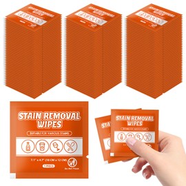 Stain Removal Wipes Kit Mini Travel Size Items to Go, Instant Portable Remover for Cleaning Laundry Essentials for Clothes, Fabric, Wine, Coffee Stains Individually Wrapped 7.1 x 4.7 Inch (Orange 200)