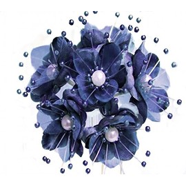 72 Navy blue Wedding Bridal Pearl Satin Organza Flower
