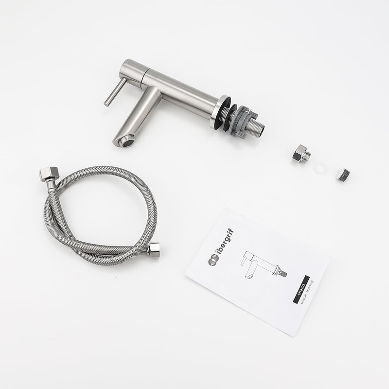 Ibergrif M18103 Kaltwasser-Waschtischbatterie, Einhand-Waschtischbatterie für Außenbereich, Gäste-WC, Edelstahl, Grau