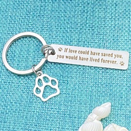 Pet Memorial Gift Keychain for Dogs Cats Loss Remembrance Jewelry Loss of Pet Sympathy Keyring If Love Could Have Saved You, You Would Have Lived Forever In Memory of Dog Keepsake Condolences Gift