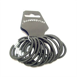Set of 14 Black Thick Hair Elastic Bands Pony Tail Bobbles School Uniform