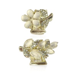 2 Leaf Hair Clips And 2 Flower Hair Clips, Rhinestone Hair Clips, Ele Hair Clips, Mini Hair Clips, Hair Accessories