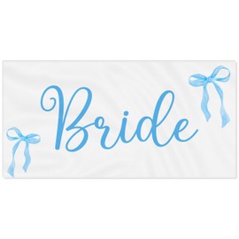 R HORSE Bride Beach Towel for Bachelorette Party Decorations, Coquette Blue Bow Beach Towel for Bride to Be Bridal Shower Gift, 30 x 60 Inch Quick Dry Sand Free Blanket Honeymoon Engagement Supplies
