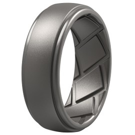 Saco Band Silicone Ring Wedding Band for Men - 8.8mm Width 2.3mm Thick (Dark Metal G - Size 7.5-8 (18.20mm))