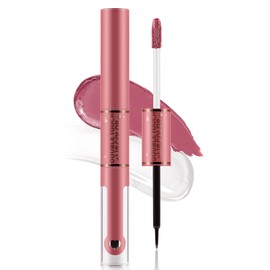 Apooliy 2 in 1 Lipgloss, hochpigmentierter, matter Lippenstift, aufpolsterndes Lippenöl, wasserfestes Lippen-Makeup, lang anhaltend, nicht verblassend und nicht klebend, klarer Lipgloss