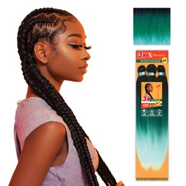 Sensationnel X-pression prestretched braiding hair - 3x braid 58 inch all kanekalon flame retardant synthetic braid for box braids and twists (1 pack, 3T1B/MINT/LMINT)