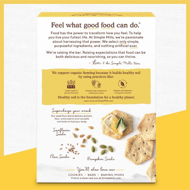Simple Mills Organic Seed Crackers, Original - Gluten Free, Vegan,