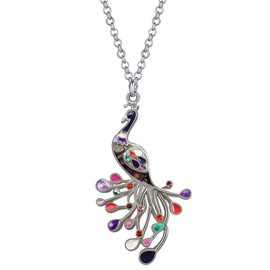 DUOWEI Enamel Peacock Pendant Necklace for Women Hypervariability, M, Zinc Alloy, No Gemstone