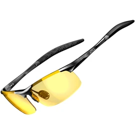ATTCL Men's Night Driving Glasses: Night Time Driving Glasses for Men Al-Mg metal Yellow Sunglasses 8177-night