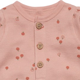 Modern Moments by Gerber Baby Girls' Henley Waffle-Knit Romper, Little Apples, 12 Months