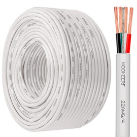 MOOKEERF 200FT 22/4 Fire Security Burglar Station Sound Alarm Control Cable Wire,22 AWG 4 Conductors Plenum-Rated CL3P Shielded Pure Copper Stranded for Low Voltage Applications Use