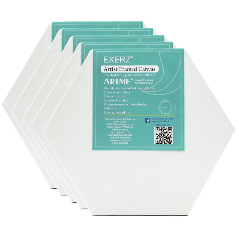 EXERZ Hexagon Stretcher Frame Pack of 5 Canvas Framed Art