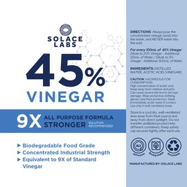 45% Pure Vinegar - 9X Concentrated Industrial Grade, All Purpose, Biodegradable, One of Strongest Available. (16 oz (454ml))