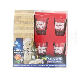 PMS 617007 Drunken Tower Drinking Game | Over 18's Only | 5pcs. of Items Inside | 1 Box Accessory, Multicolor
