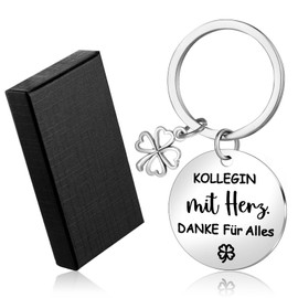 Grevosea Thank You Colleague Keychain Keyring Farewell Gift Colleague Work Is Like A Bank Robbery Keyring Stainless Steel Colleague Lucky Charm Birthday Christmas, 色