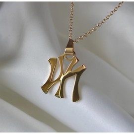 Uplift Us Marketplace New York Necklace 18K Gold Plated Stainless Steel Pendant Necklace Link Chain NY Pendant High Polished Finish Gift Idea