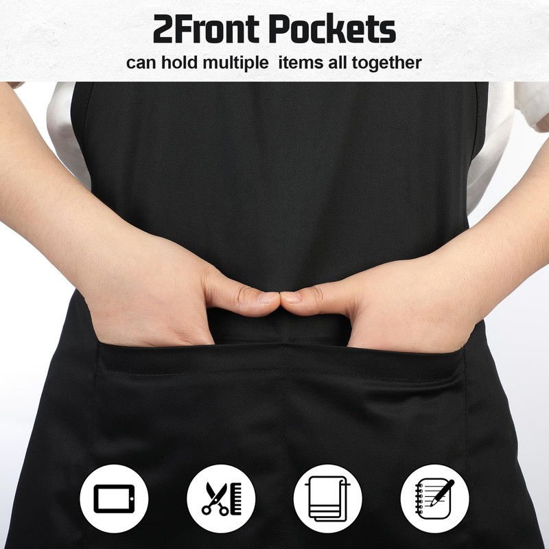 Liitrsh 2 Pcs Unisex V Neck Apron 2 Pocket Tuxedo