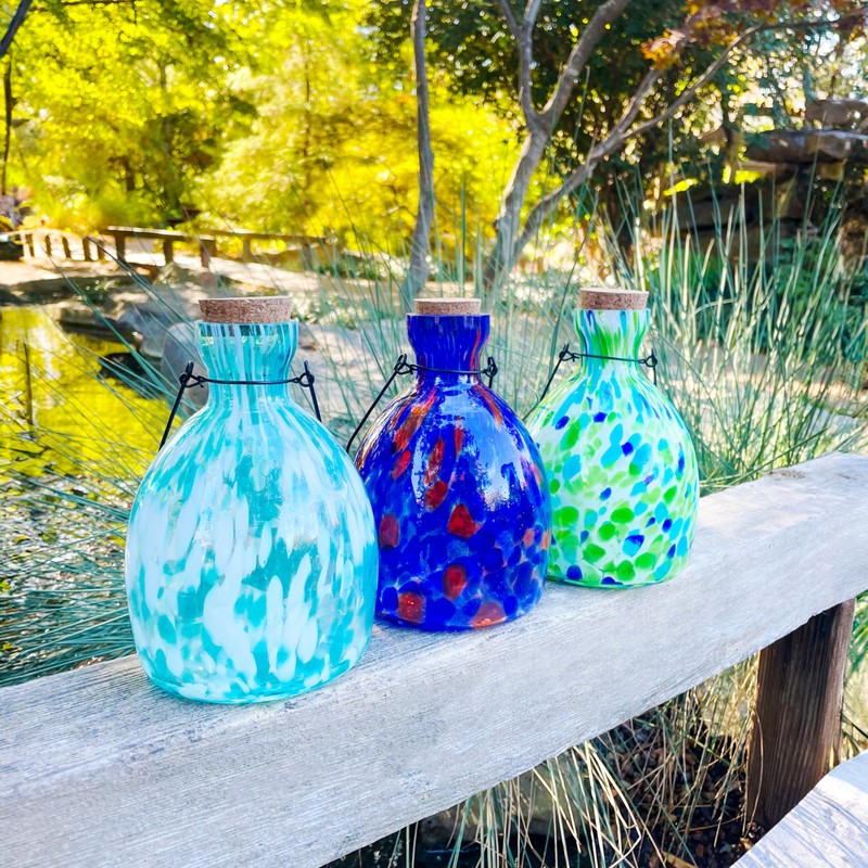 Blue and White Hanging Glass Wasp Trap