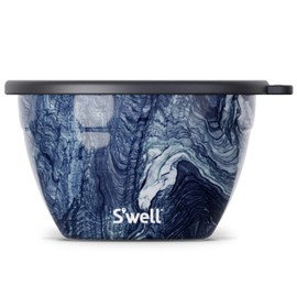 S'well S'well Stainless Steel Salad Bowl Kit - 64oz, Azurite - Comes with 2oz Condiment Container and Removable Tray for Organization - Leak-Proof, Easy to Clean, Dishwasher Safe