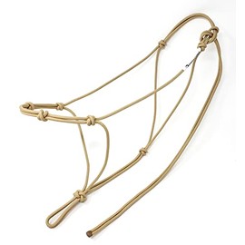 Knotty Girlz 4 Knot Horse Rope Training Halter - 3/16" (5mm) Very Thin! Stiff Polyester Halter Rope (Beige, Small)