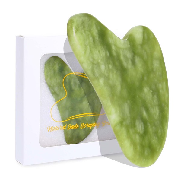 JIEYAO Gua Sha Facial Tools, Natural Jade Massage Tool, Manual