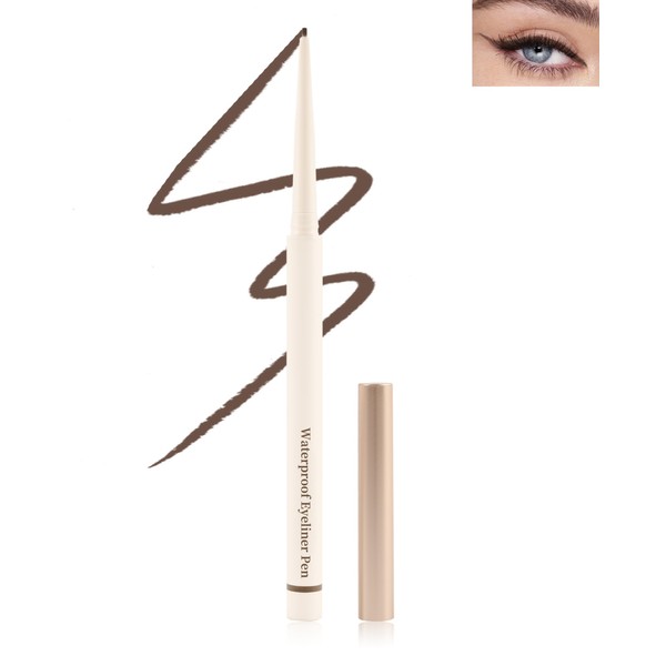 Dark Brown Matte Eyeliner Gel Pencil, Waterproof Smudge-Proof Retractable Eyeliner,