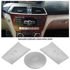 SG Store Pack of 3 Car Multimedia Radio Button Stickers with ON Button, Back Button Compatible with Benz B-Class W246 C-Class W204 E-Class W212 G-Class
