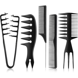 Peine de Textura 5 Piezas, Set de Peines, Peine Texturizador Profesional, Peine Dientes Anchos, Peine para Cabello Rizado, Peine para Cabello...      