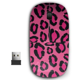 KAWAMOUSE 2.4G Ergonomic Portable USB Wireless Mouse for PC, Laptop, Computer, Notebook with Nano Receiver (Hot Pink Leopard Animal Print)