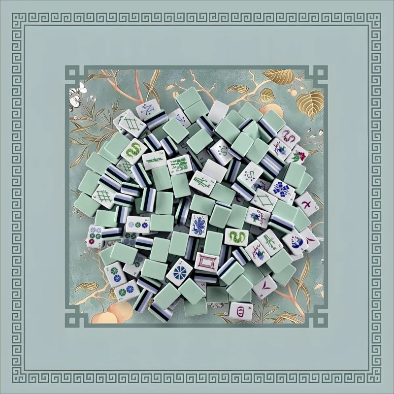 American Mahjong Set 160PCS 32mm 4-Layer Engraved Acrylic Mint Green