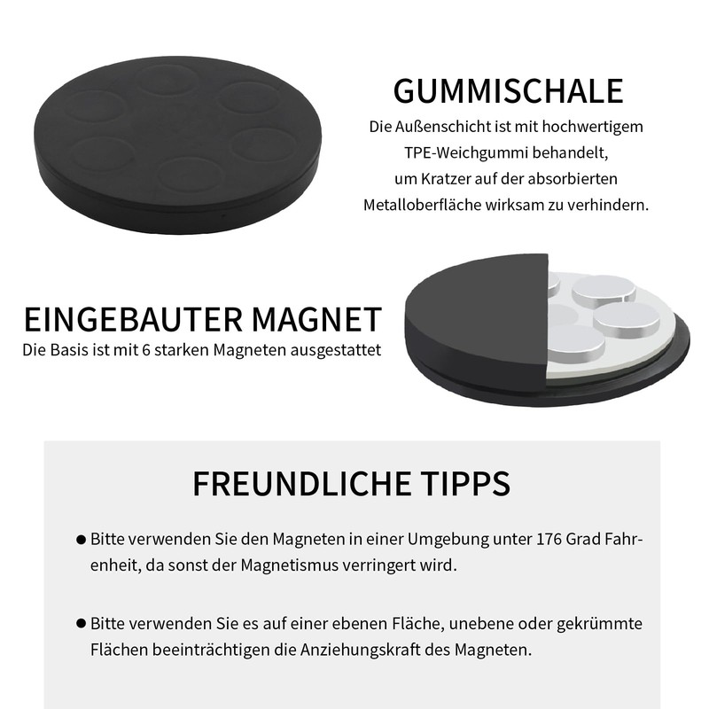 Pack of 6 Neodymium Magnets Rubberised Rubber Round Magnets Magnetic