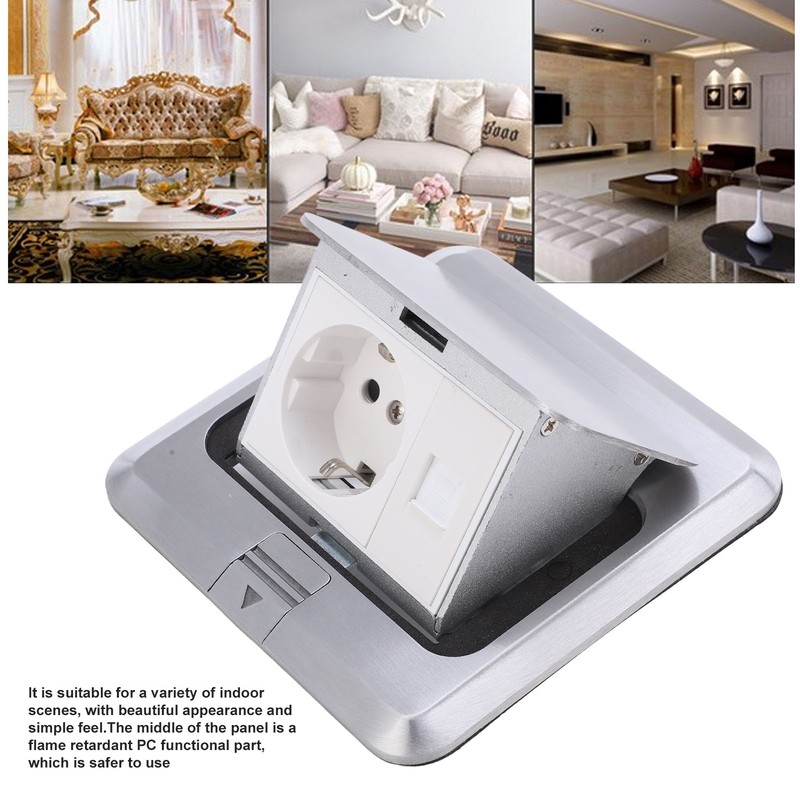 Floor Socket Waterproof Good Sealing Embedded Safe Practical Silver Bounce