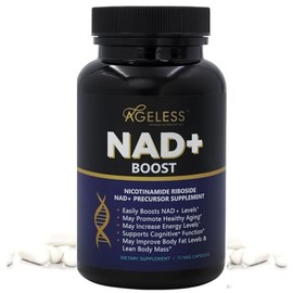 Suplementos Ageless NAD+ para mujeres y hombres | Cloruro de ribósido de nicotinamida | Dietary Supplement for Anti-Aging | Supports Energy, Focus, St