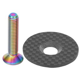 RiToEasysports Tapa Superior para Auriculares de Bicicleta, Tapa Superior para Auriculares de Fibra de Carbono para Bicicleta de Montaña Y Carretera con Tornillo de Aleación de Titanio