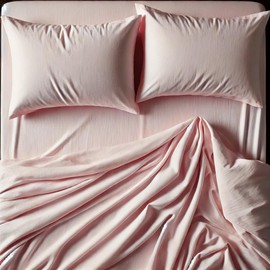 FabGoods Bamboo Fitted BedSheet (Pale Rose)