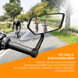 Arkham Fahrradspiegel für Lenker, HD Glas Rückspiegel, 360° drehbarer verstellbarer Fahrradspiegel für rechten Lenker von 15–20 mm, Universal Fahrradspiegel für E-Bike (Rechts 1 Stück)