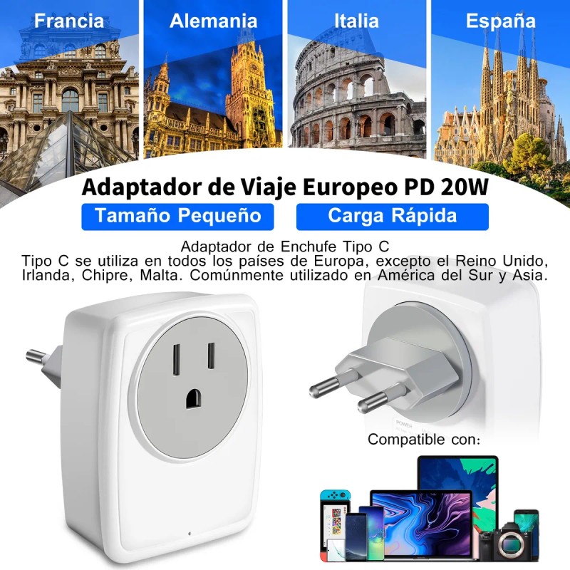 Adaptador De Enchufe Europeo De Viaje Adaptador De Clavija