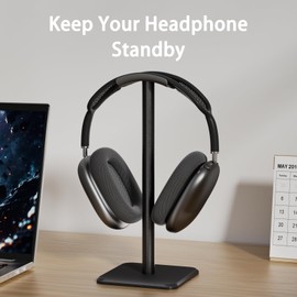 Headphone Stand - Headset Stand with Aluminum Hanger, Headphone Holder for AirPods Max, Sony, Bose, Beats and More (Black)