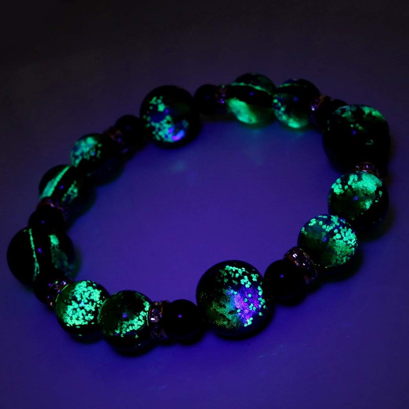 Gold Stone Luminous Firefly Glass Keramarin Bracelet, Okinawa, Power Stone,