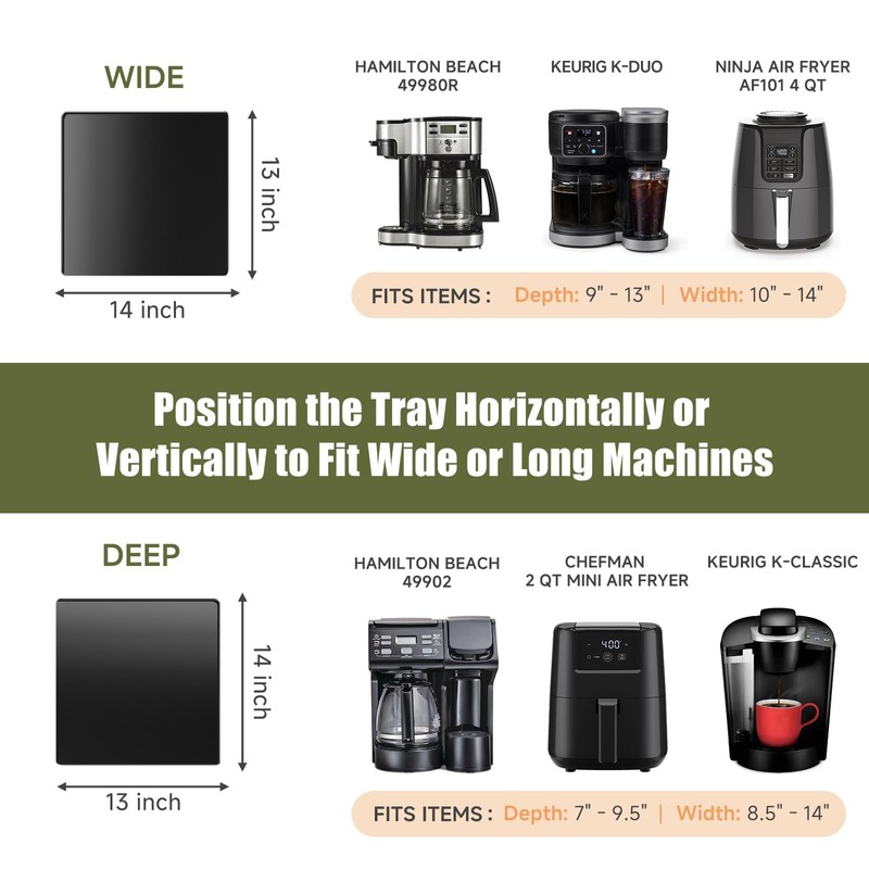 Appliance Slider for Kitchen Appliances,360° Rolling Sliding Tray for Coffee