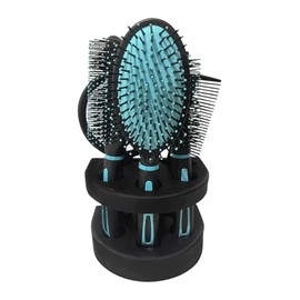 Set de Cepillo y Peine para el Cabello con Espejo, Kit de Estilismo Profesional de 6 Piezas, AZUL                                                     