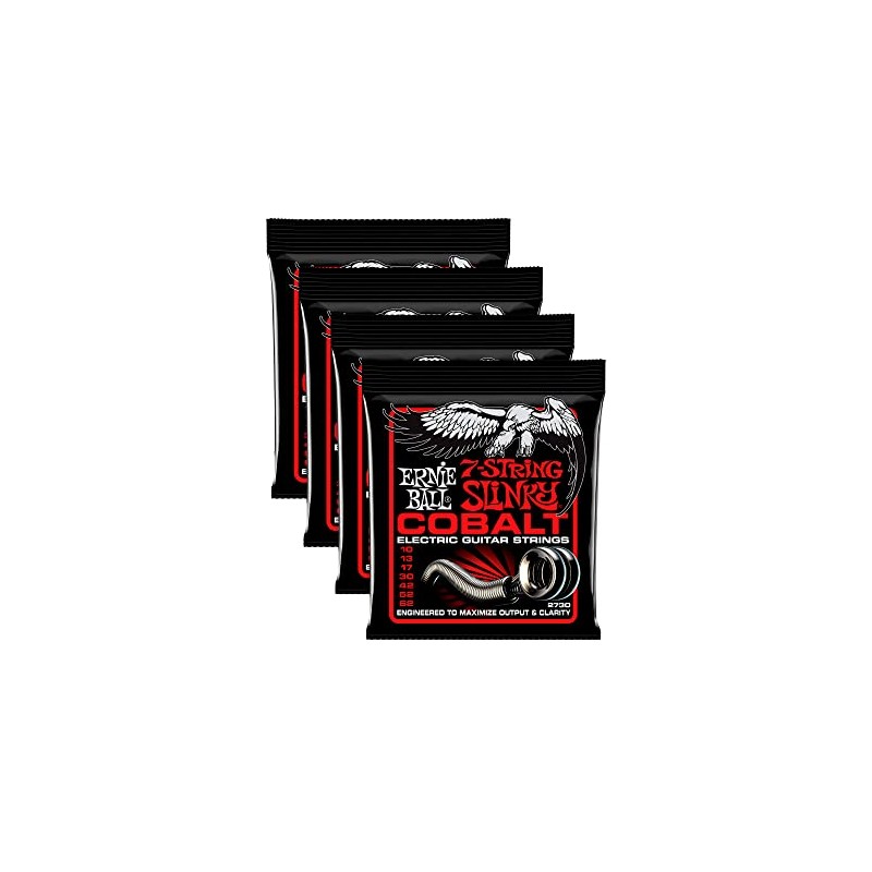 4 PACK Ernie Ball 2730 Cobalt 7-String Skinny Top Heavy