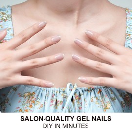 DANNI & TONI Semi Cured Gel Nail Strips Grayish Blue (Twilight Glimmer) Translucent Gel Nail Stickers Cat Eye Gel Nail Wraps 28 Stickers