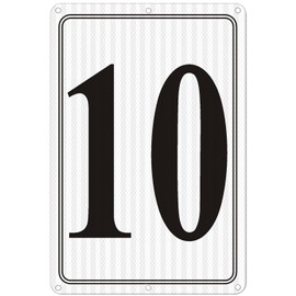 i-CowFun Premium Reflective Metal Number Signs 10 - Aluminum 12" X 8" Parking Spot Numbered Signs Outdoor, Large, Floor, Dock, Court, Aisle, Field, No Fade, Weather-Resistant